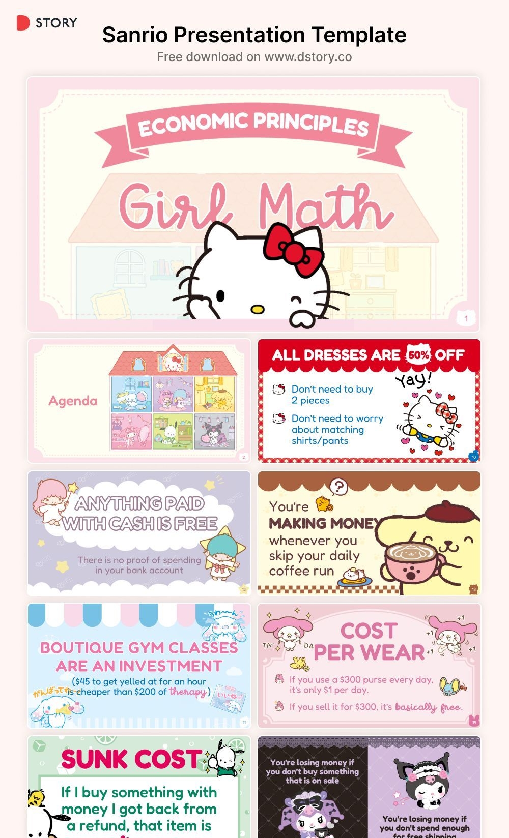 Sanrio PowerPoint Template Kawaii Design For Your Presentation