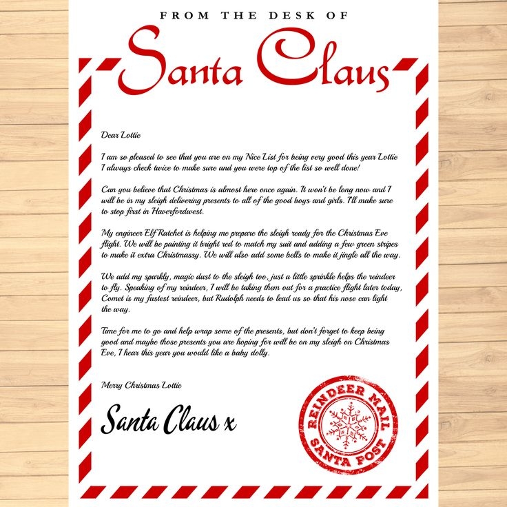 free printable santa claus letters