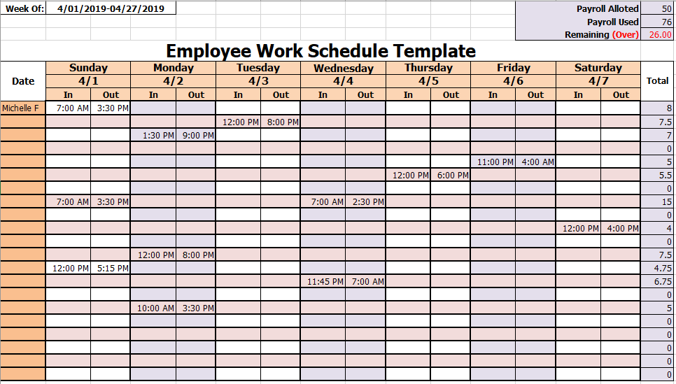 Schedule Templates Collection Of Free Schedule Templates