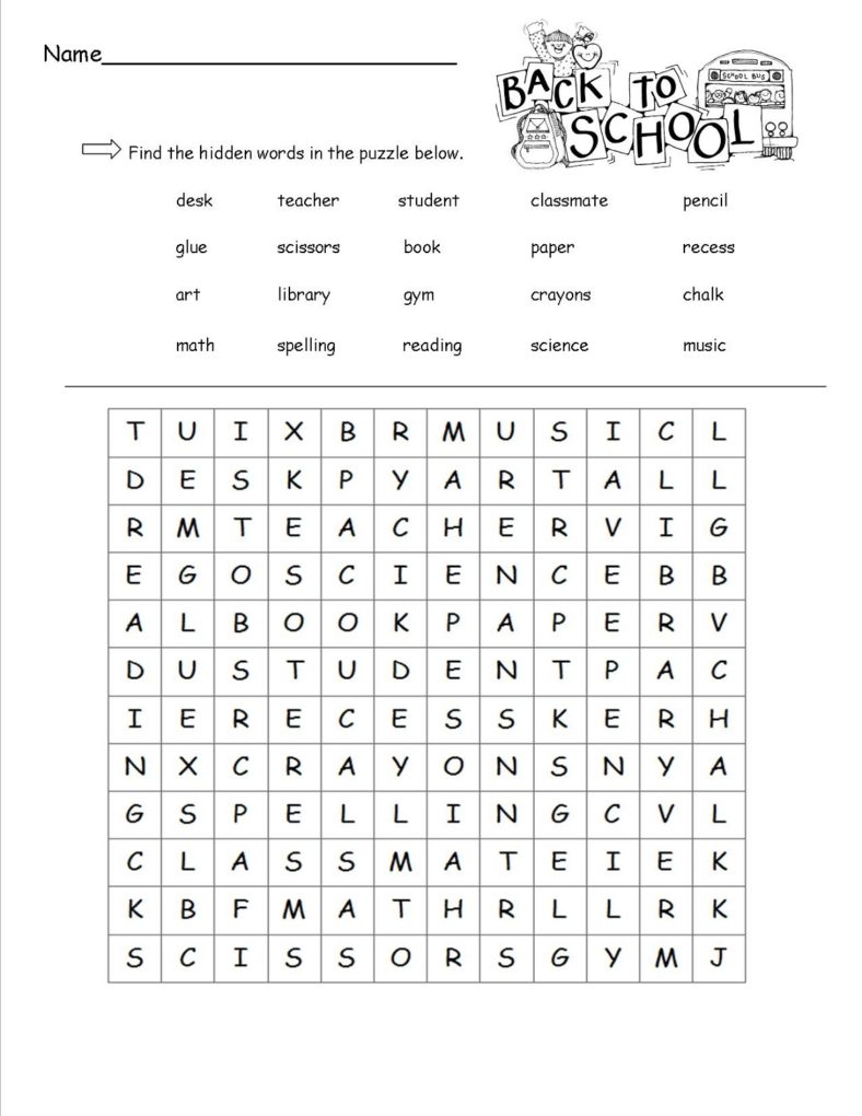 School Work Sheets Activity Shelter