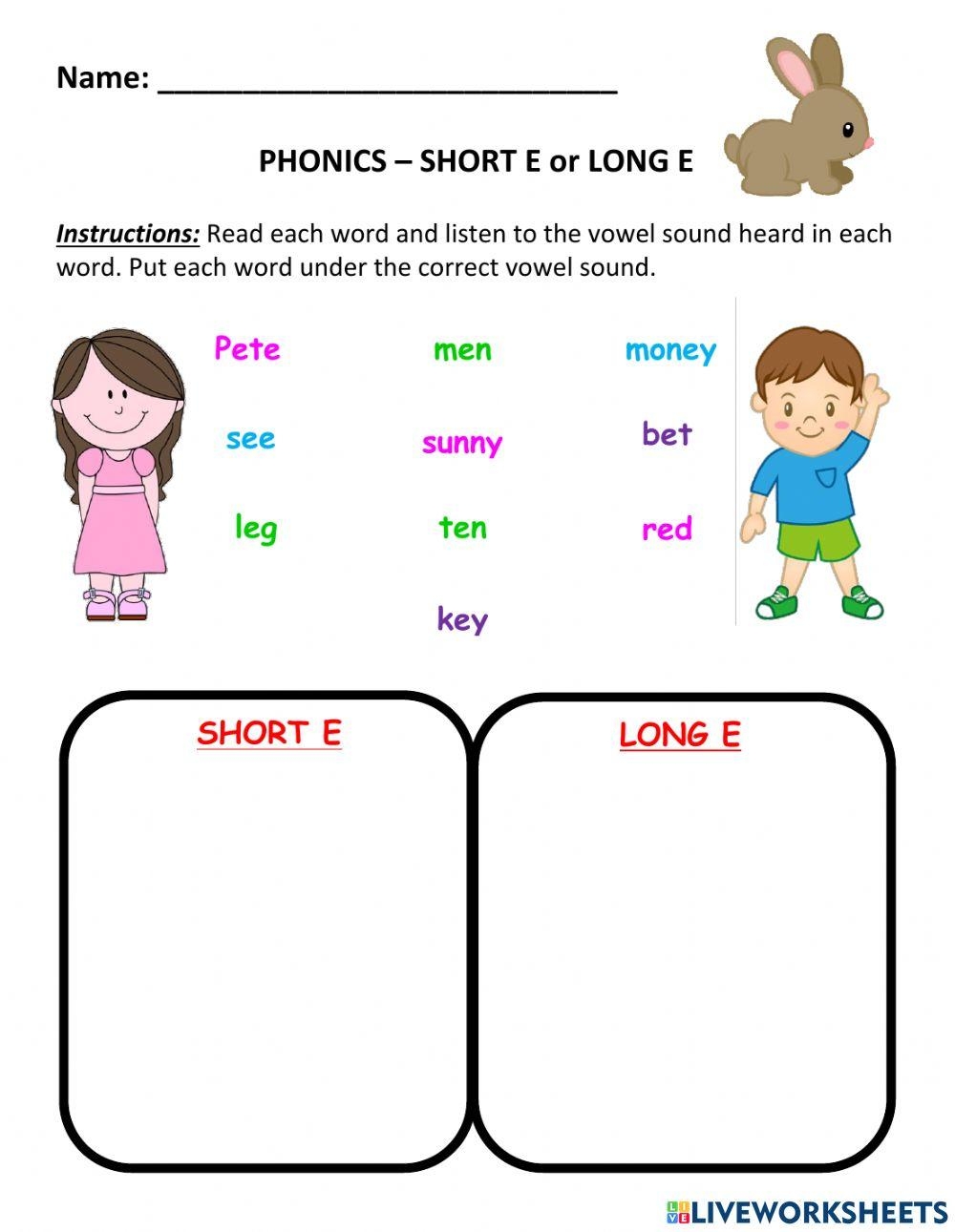 Short 39 E 39 Worksheets Engaging Exercises For Early Learners