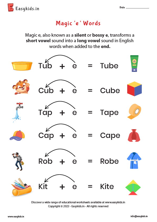 magic e worksheet for kids