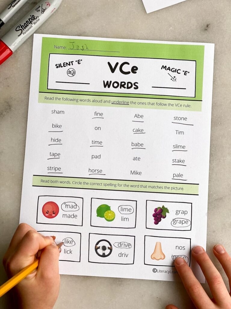 silent e printables