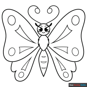 Simple Cute Butterfly Coloring Page Easy Drawing Guides