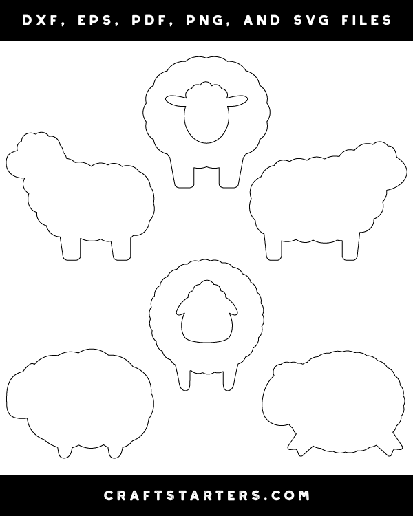 Simple Sheep Outline Patterns DFX EPS PDF PNG And SVG Cut Files