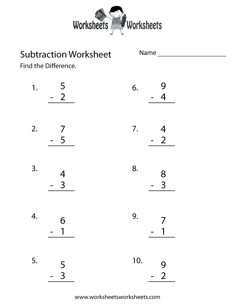 Simple Subtraction Worksheet Worksheets Worksheets
