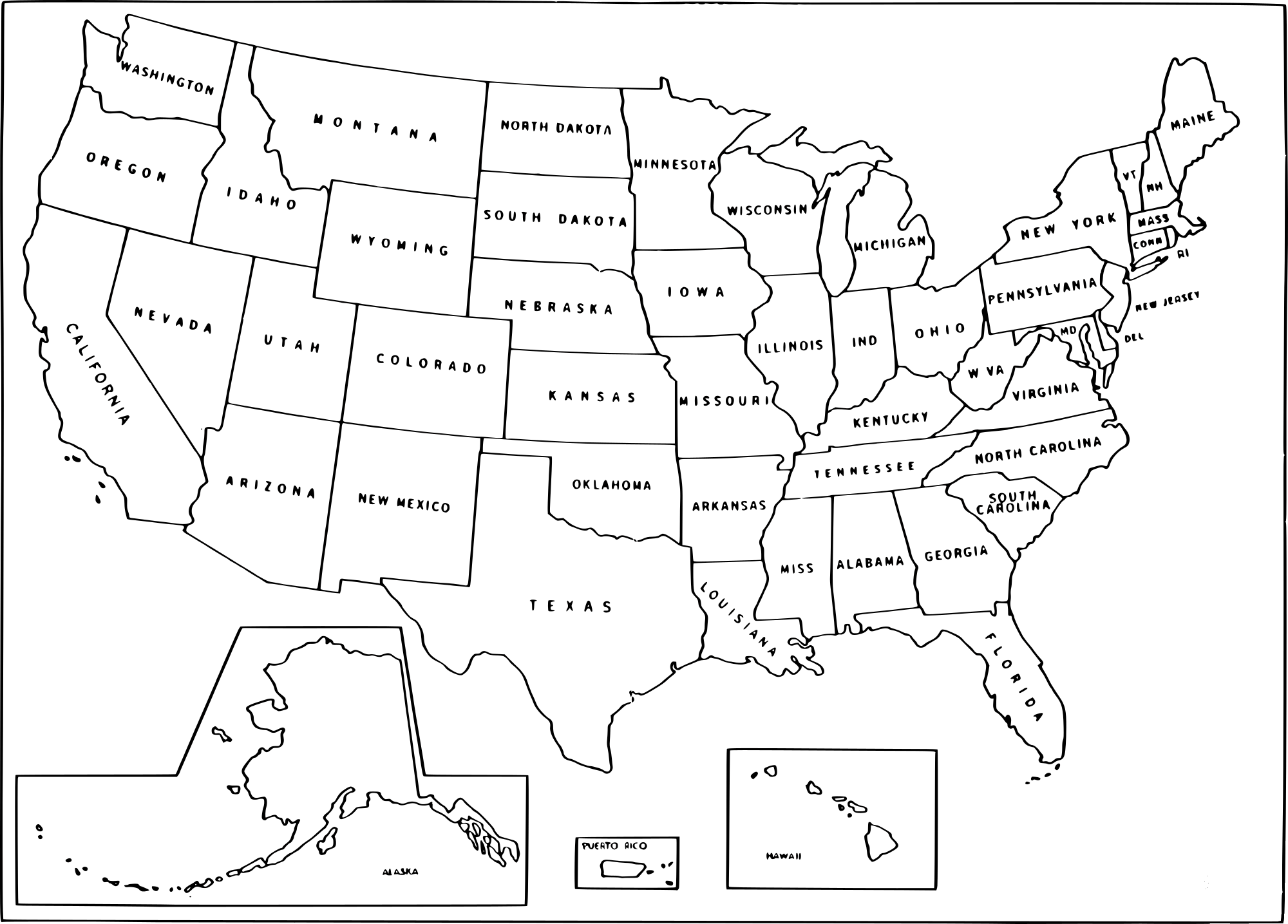 Simple USA Map Coloring Page ColouringPages