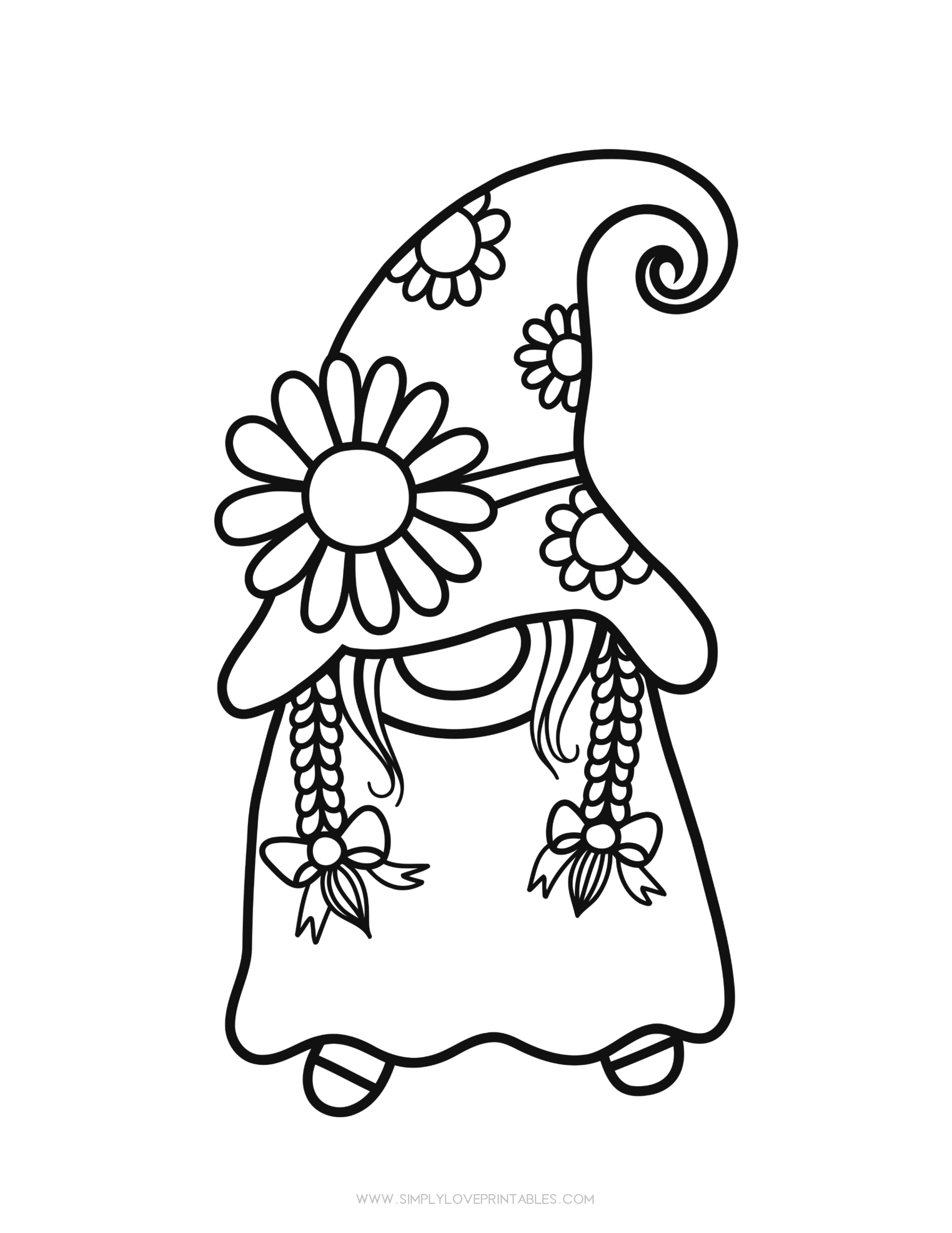 Simply Love Printables Spring Coloring Page Lady Gnome Spring