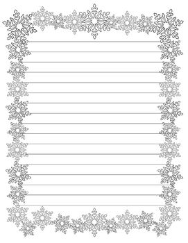 Snowflake Writing Paper Stationary Worksheets Library