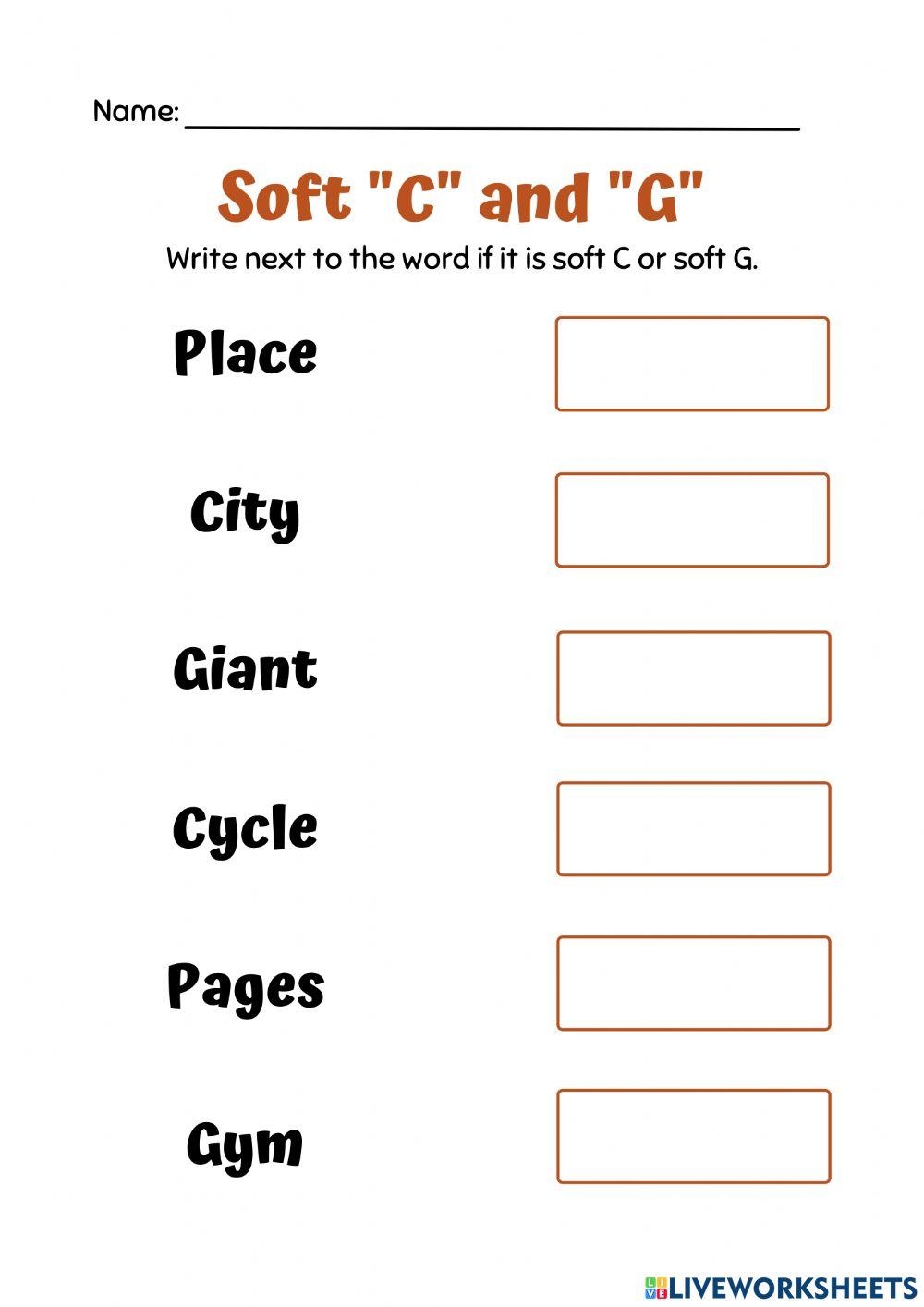 Soft C And G Interactive Worksheet Live Worksheets Worksheets Library
