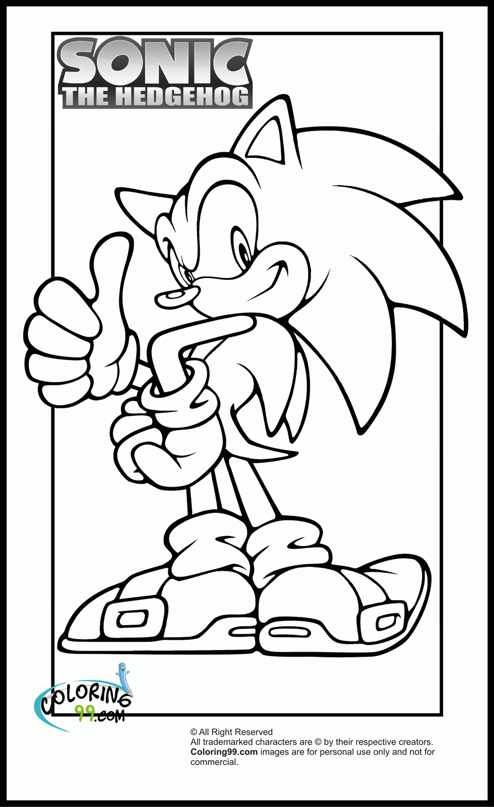 Sonic free coloring page