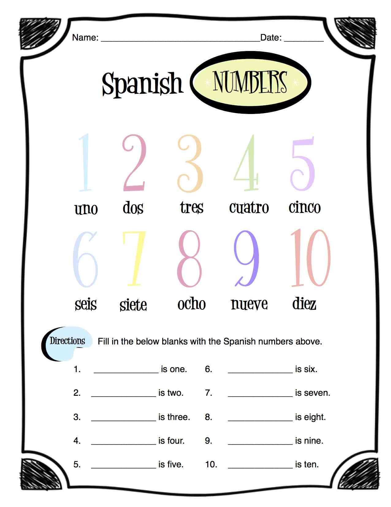 Spanish Numbers Worksheet Packet Worksheets Library