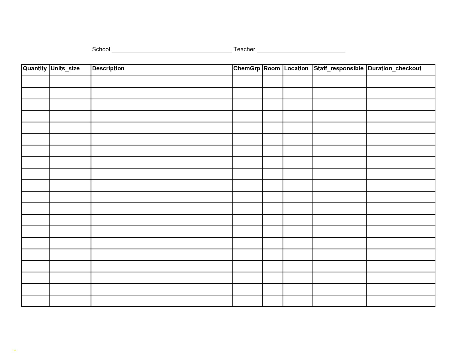 Spreadsheet Template Printable