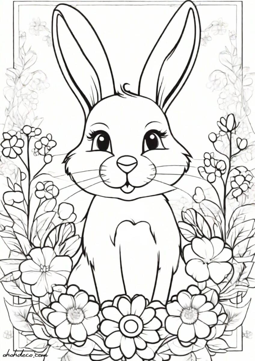 Spring coloring page bunny 1 Ohoh Deco