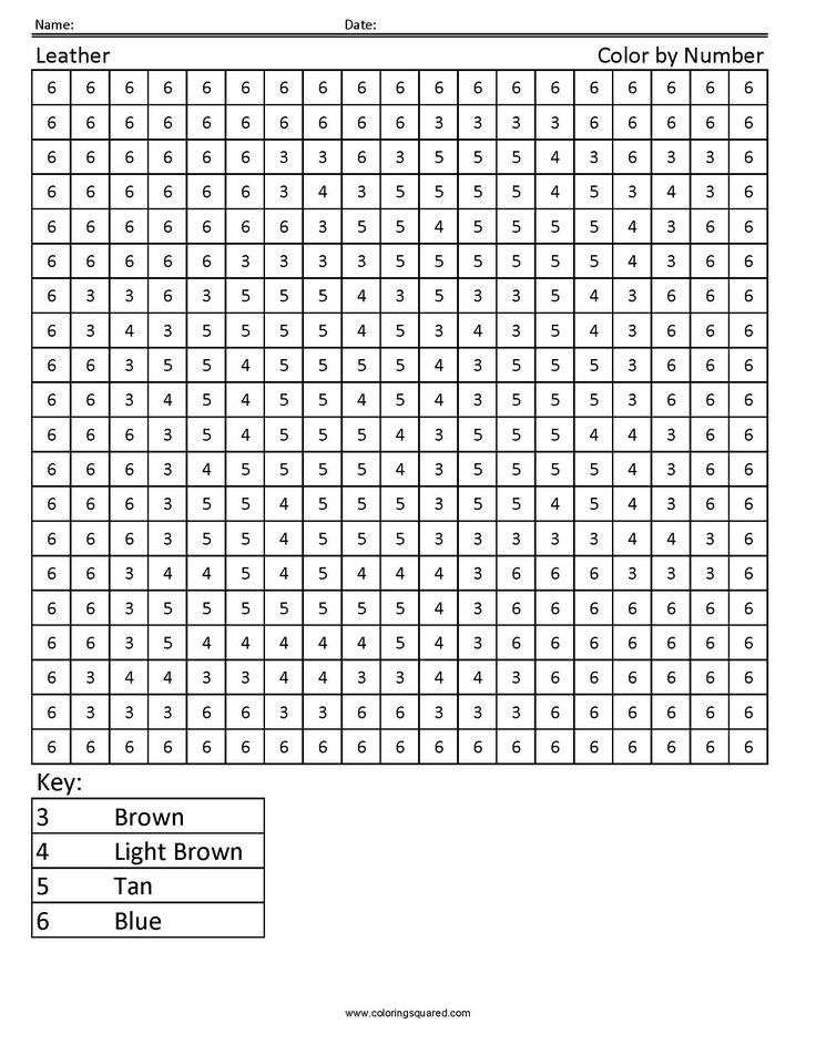 Square Color By Number Printables