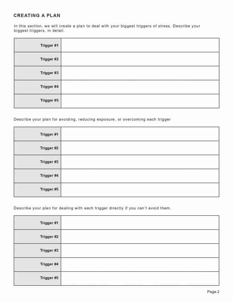 Stress Triggers Worksheet Editable Fillable Printable PDF
