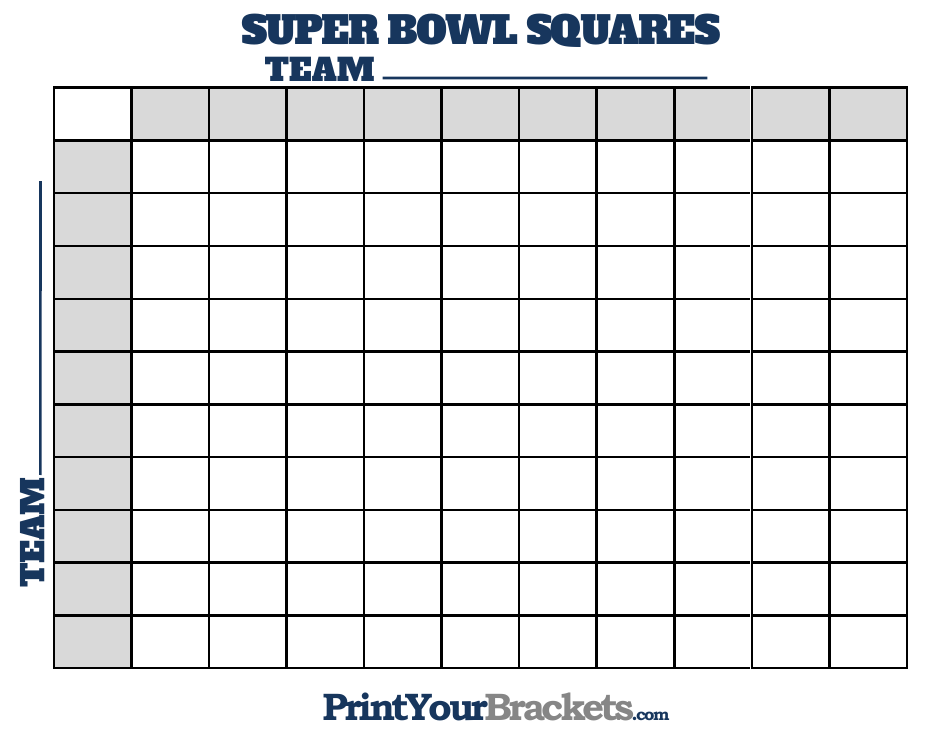 Super Bowl 100 Squares Grid Template Download Printable PDF 