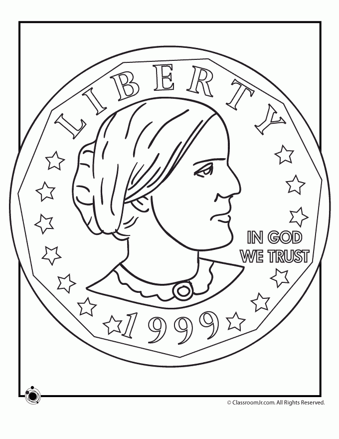 Susan B Anthony Coin Coloring Page Woo Jr Kids Activities 