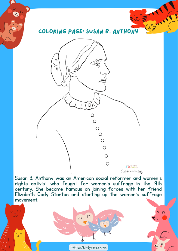Susan B. Anthony coloring worksheet