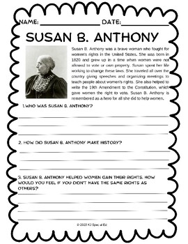 Susan B Anthony Worksheets Library
