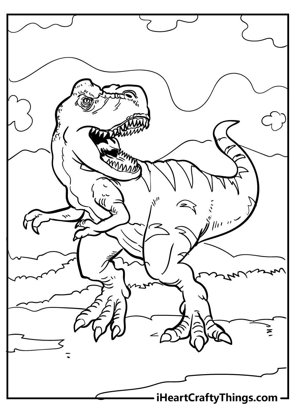 T Rex Colouring In Pages Free Printable Templates