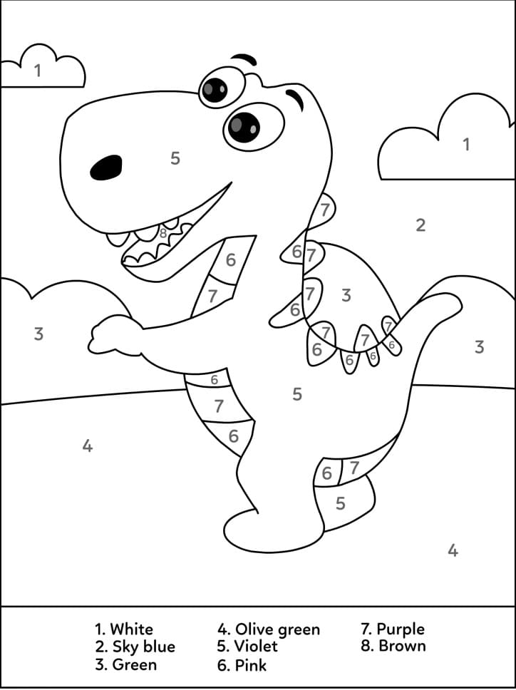 T Rex Dinosaur Color By Number Coloring Page The Best Porn Website