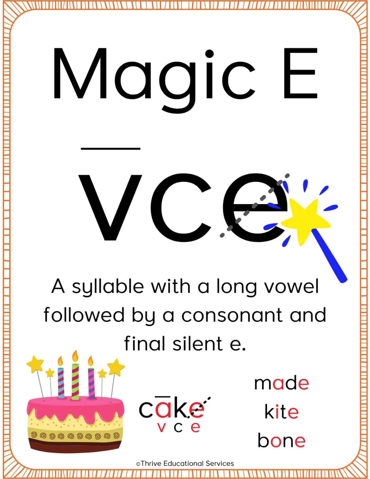 Teaching Magic E Words The Vowel Consonant E Syllable FREE Charts