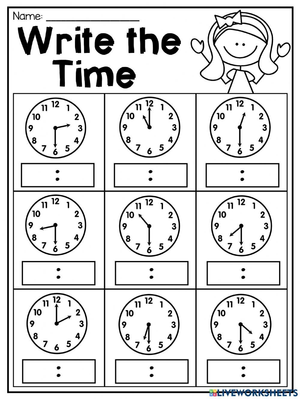 Telling Time Hour Half Hour Online Exercise For Live Worksheets 