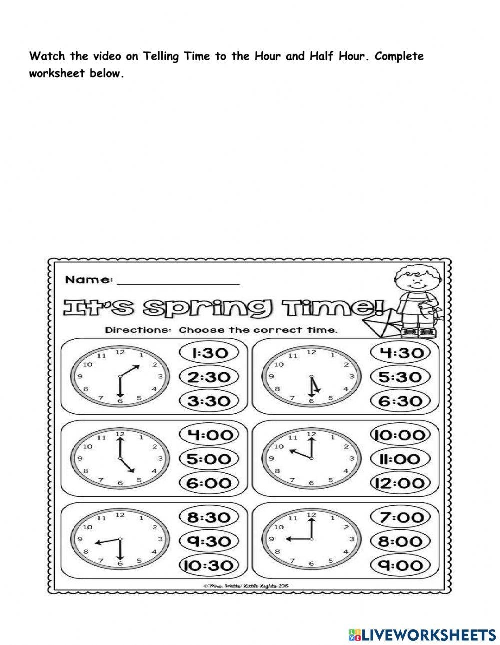 Telling Time To The Hour And Half Hour Worksheets We Are Better 