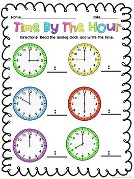 Telling Time Worksheets First Grade Hour And Half Hour By
