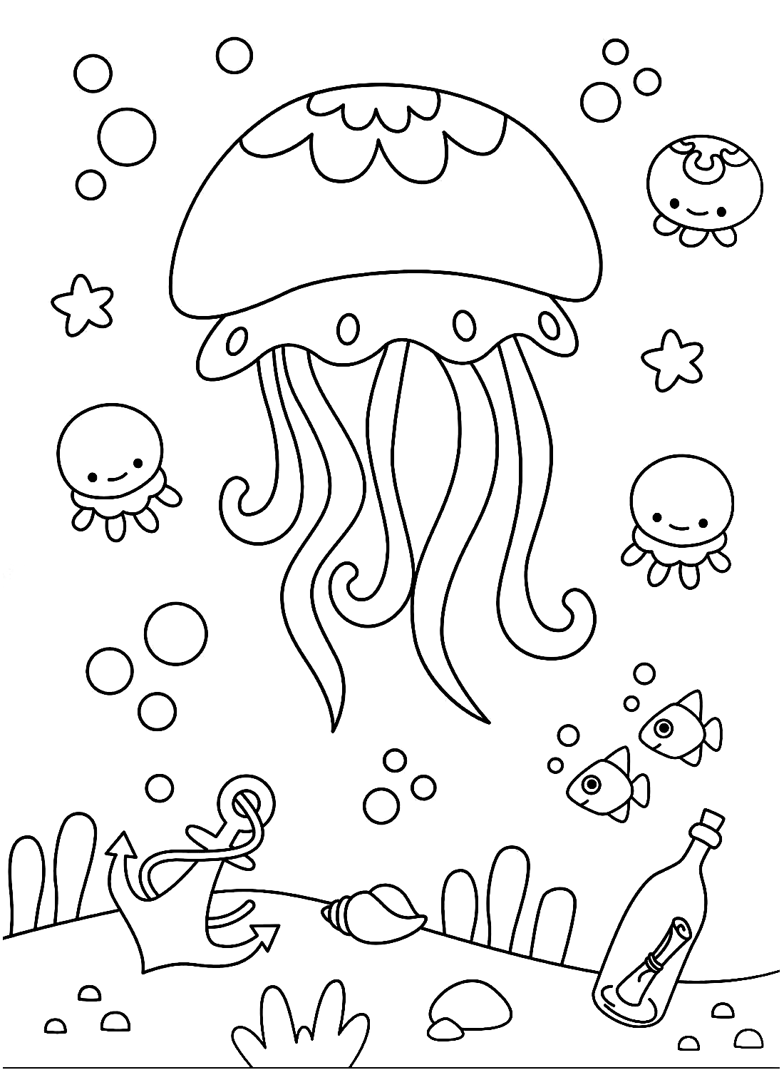 coloring page jellyfish