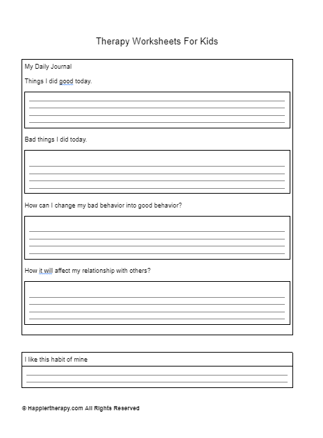 Therapy Worksheets For Kids HappierTHERAPY Worksheets Library