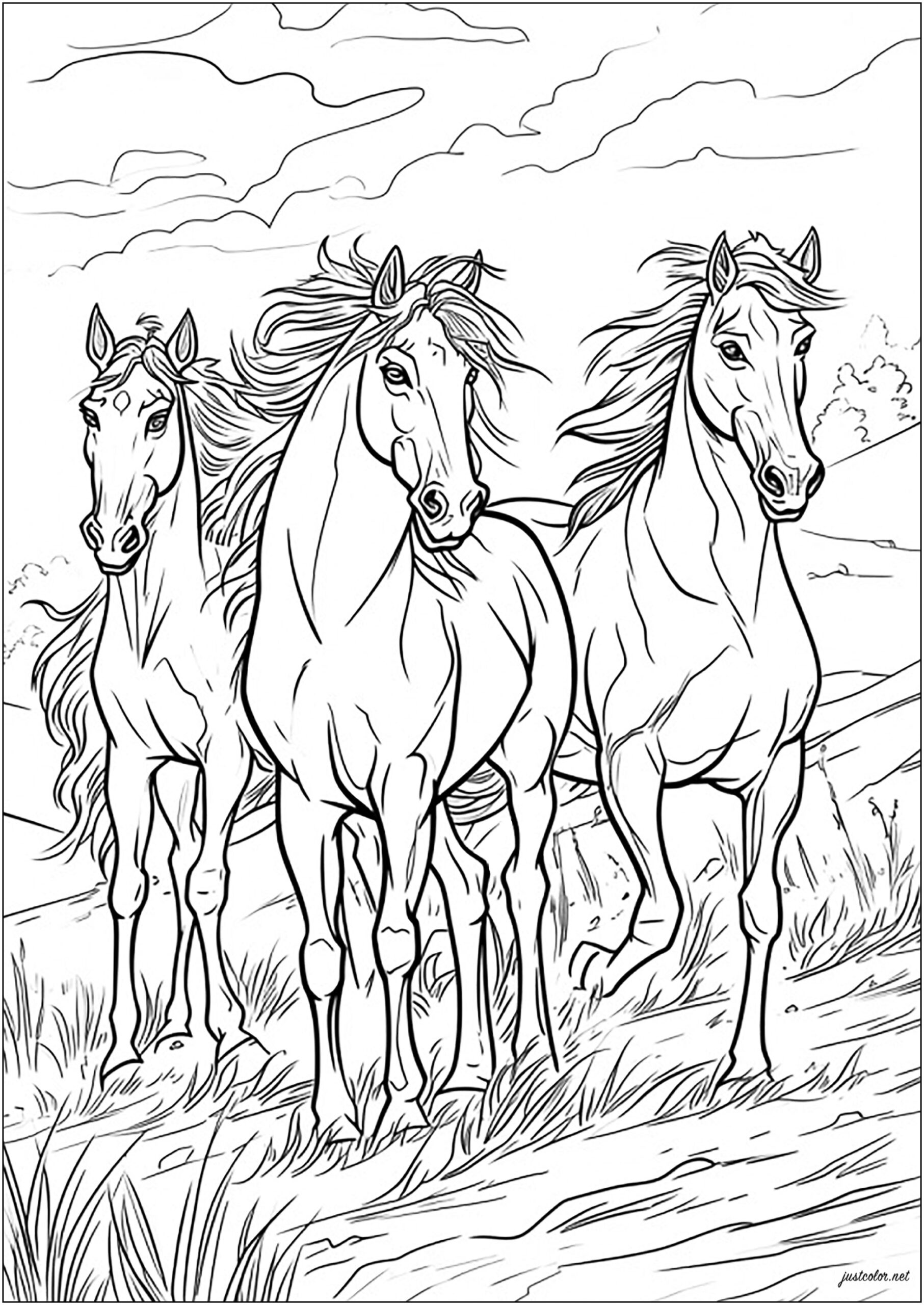 coloring page horses