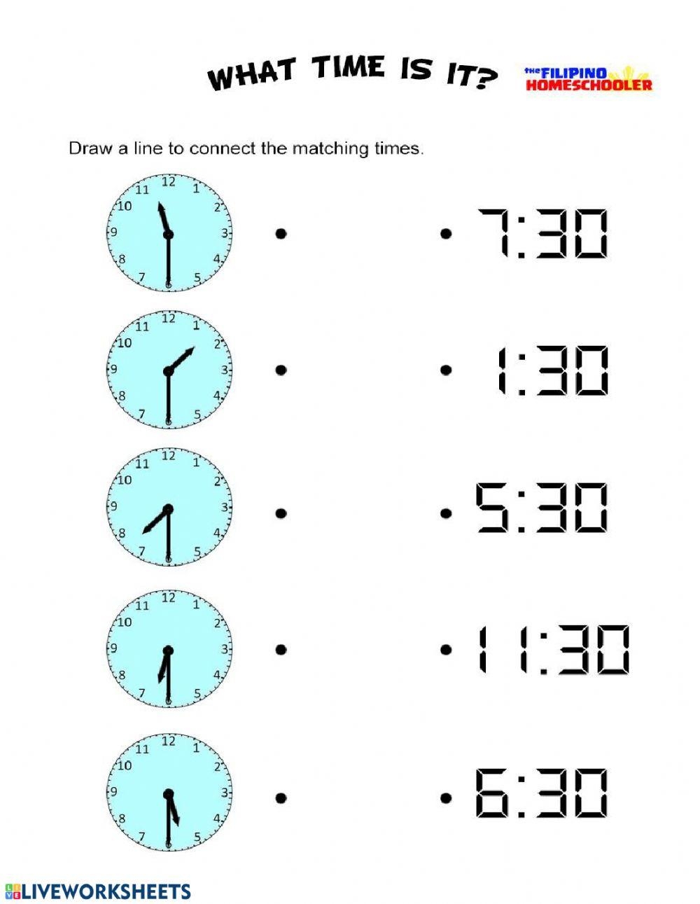 printable worksheets hour and half hour