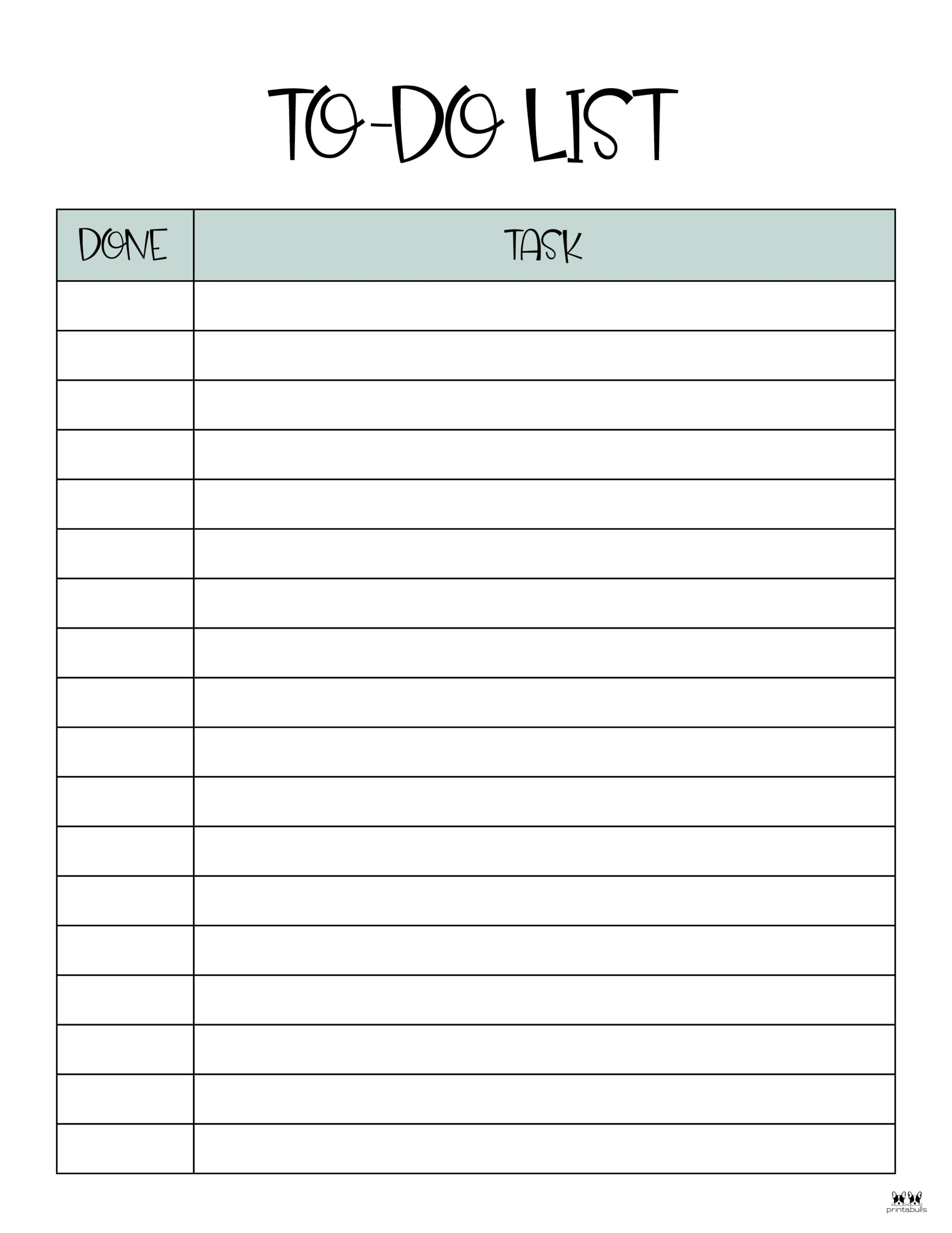 free printable lists to print