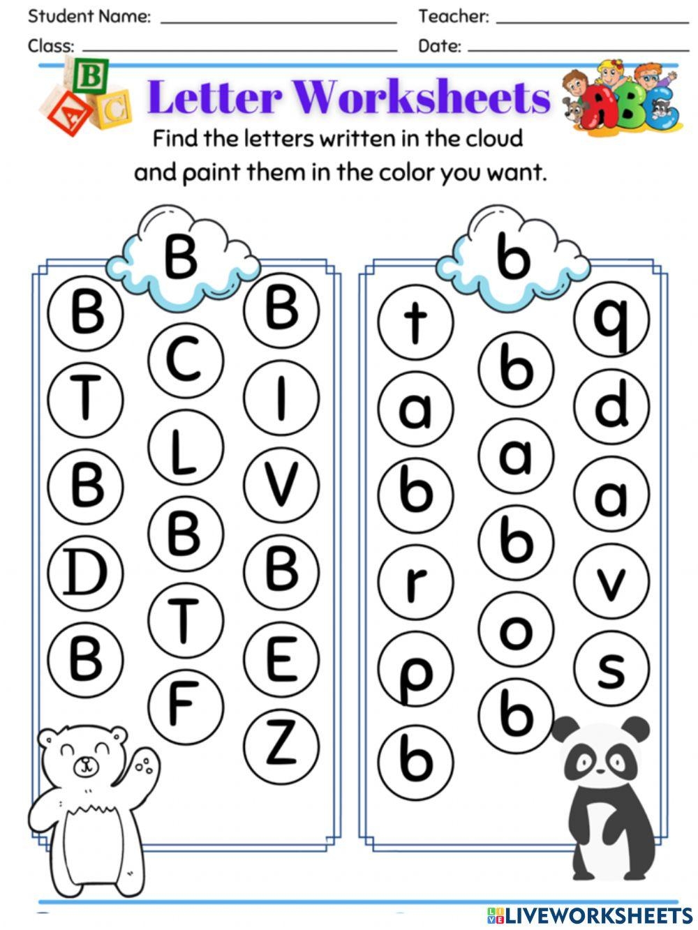 Trace Letter Bb Worksheet Live Worksheets Worksheets Library