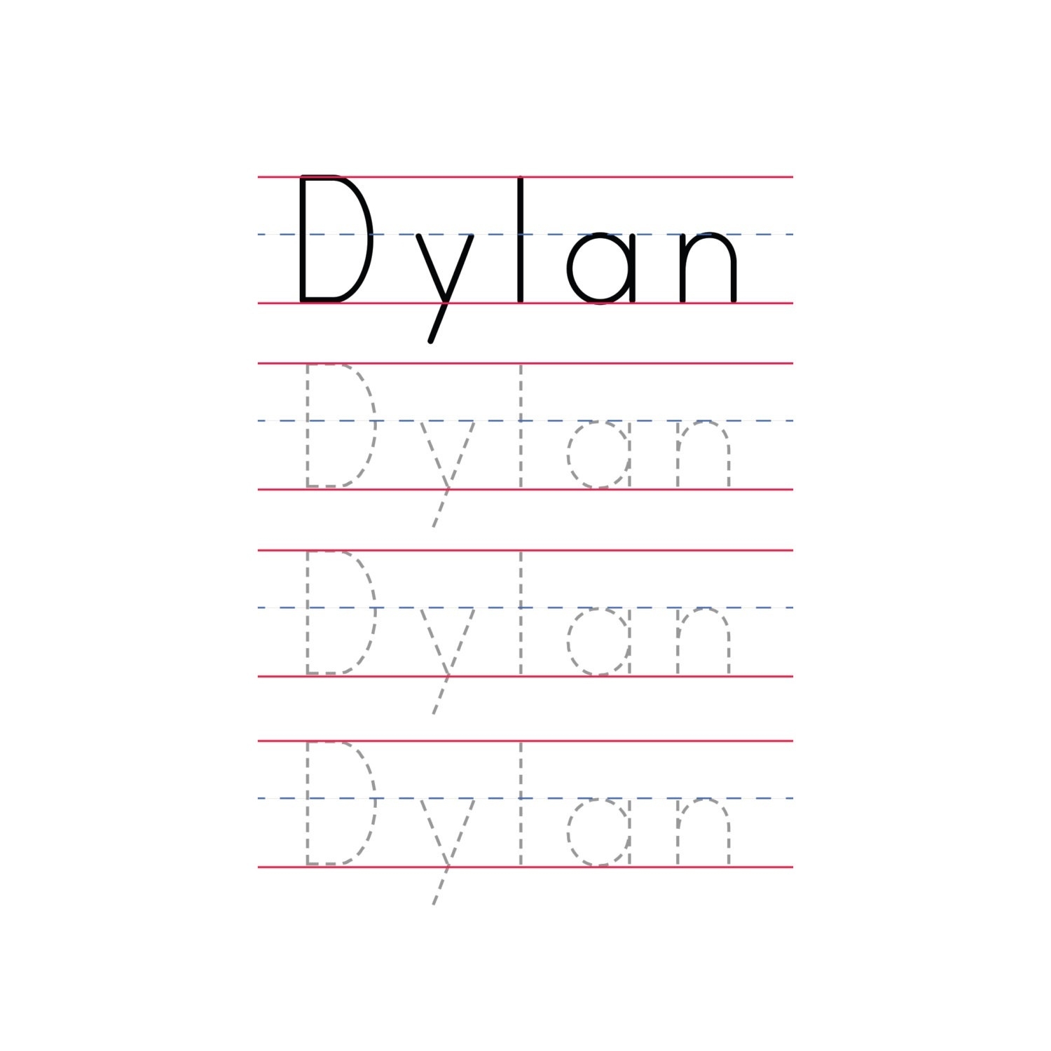 free printable name tracer sheets