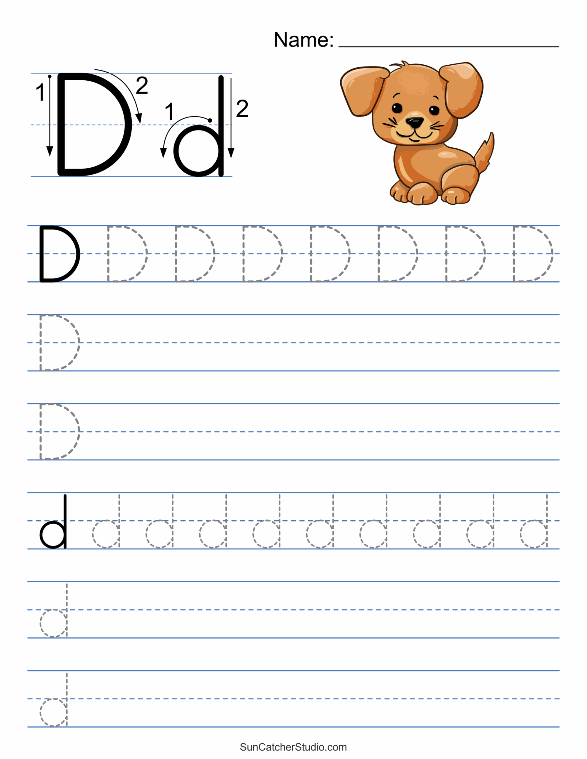free printable traceable letter d