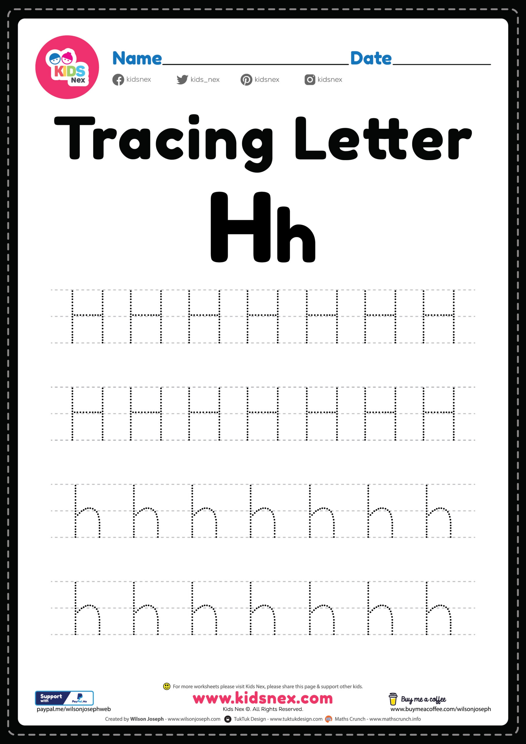 a to h alphabet worksheet