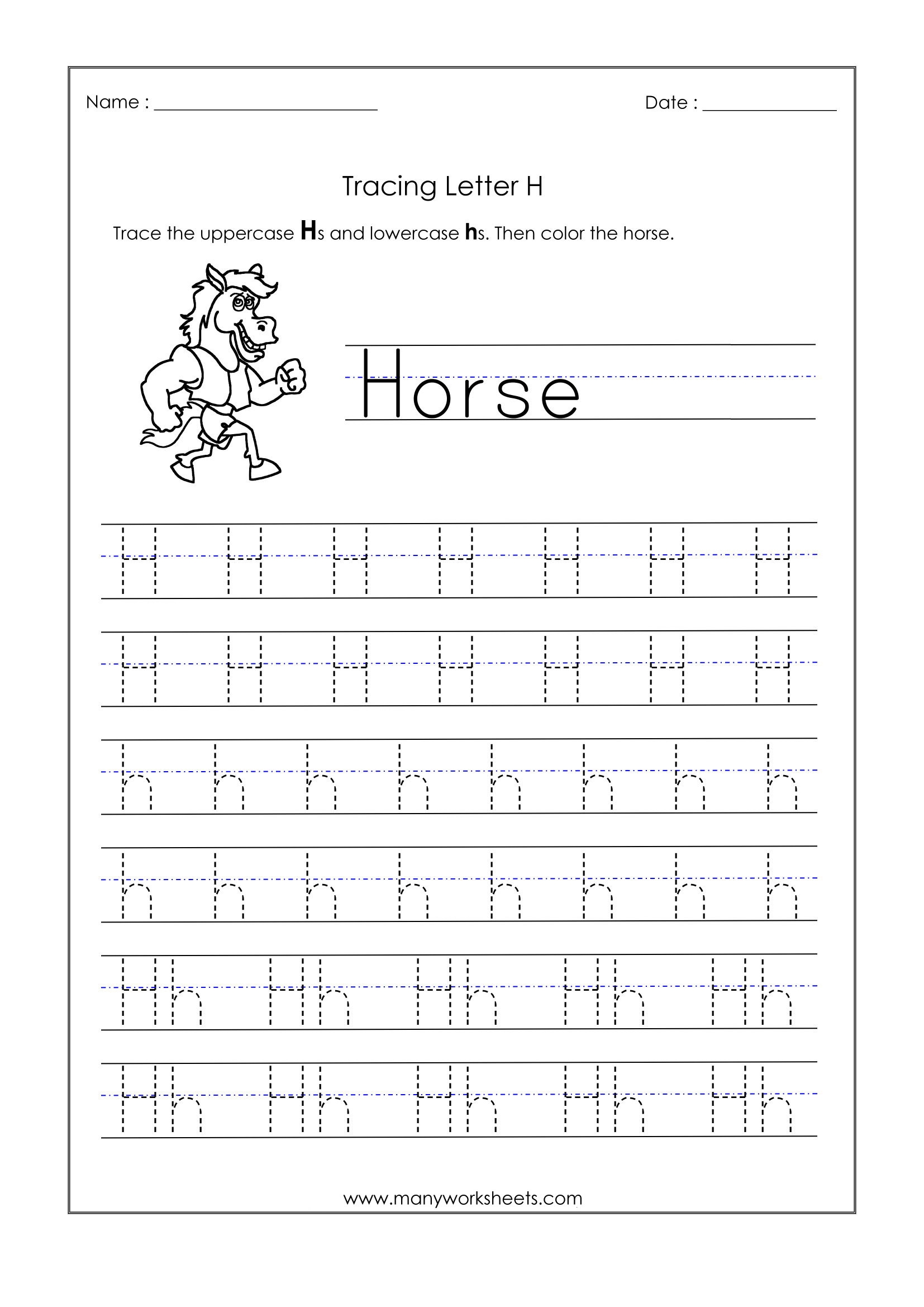 Tracing Letter H Worksheets Letter Tracing Worksheets