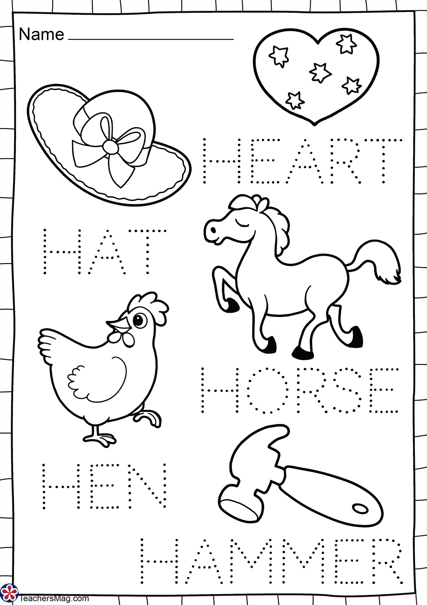 Tracing The Letter H H K5 Learning Worksheets Library
