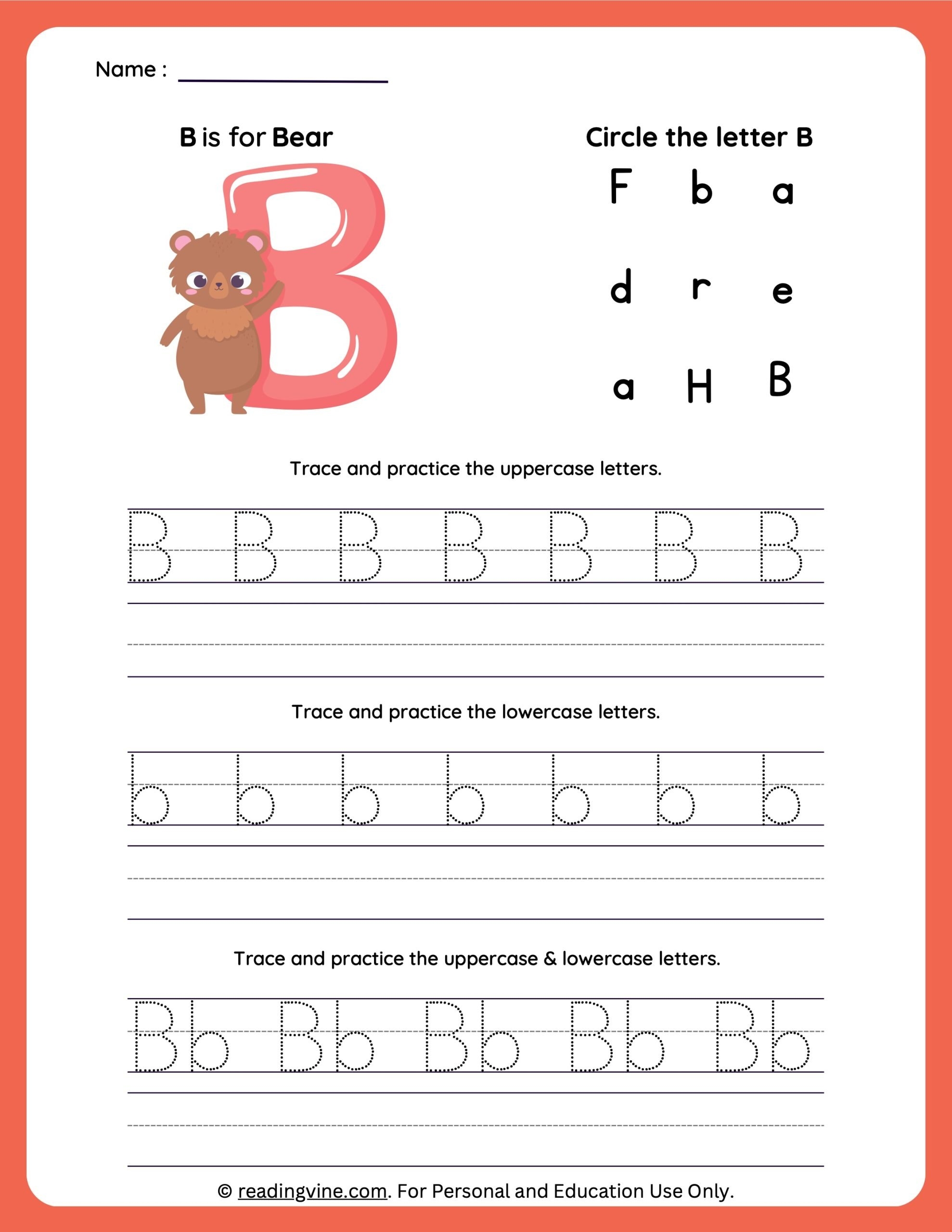 Tracing Uppercase And Lowercase Letter B Worksheet image ReadingVine