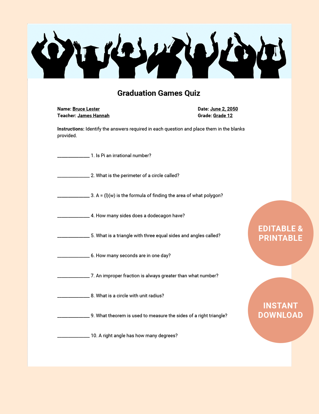 Trivia Quiz Template In Word Google Docs Download Template