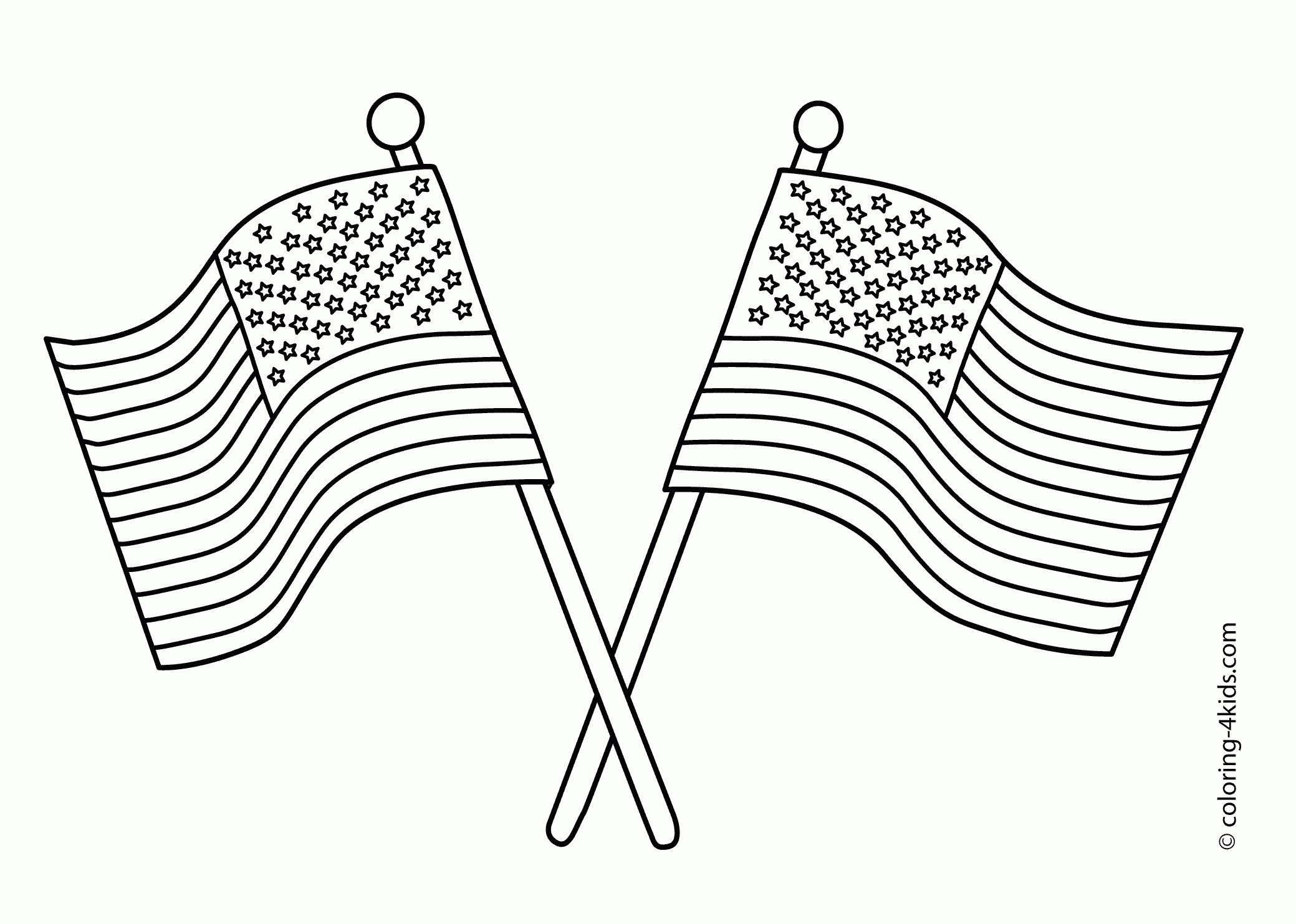 Two USA Flags Coloring Pages USA Independence Day Coloring Pages For 