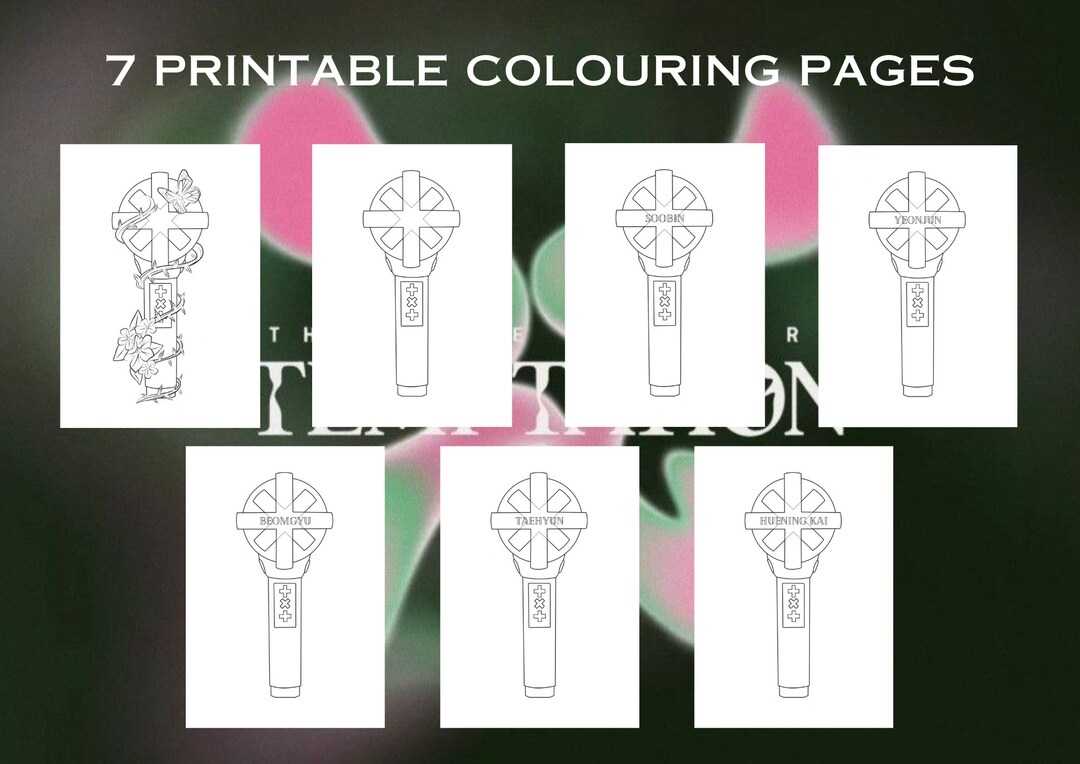 TXT Lightstick Colouring Pages Instant Download KPOP PDF Etsy
