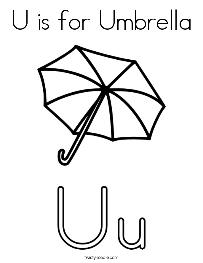 U Is For Umbrella Coloring Page Twisty Noodle