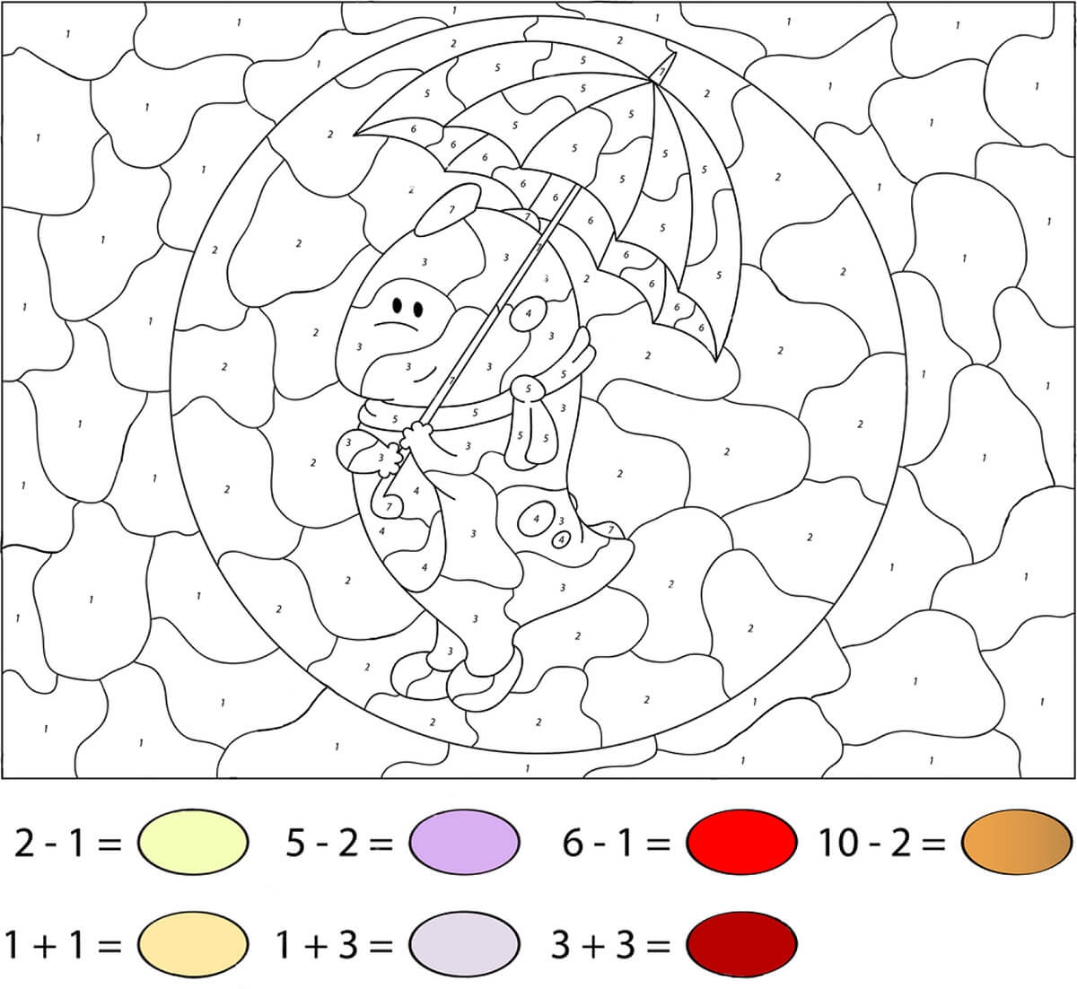 Umbrella Puzzle Color By Number Download Print Now 