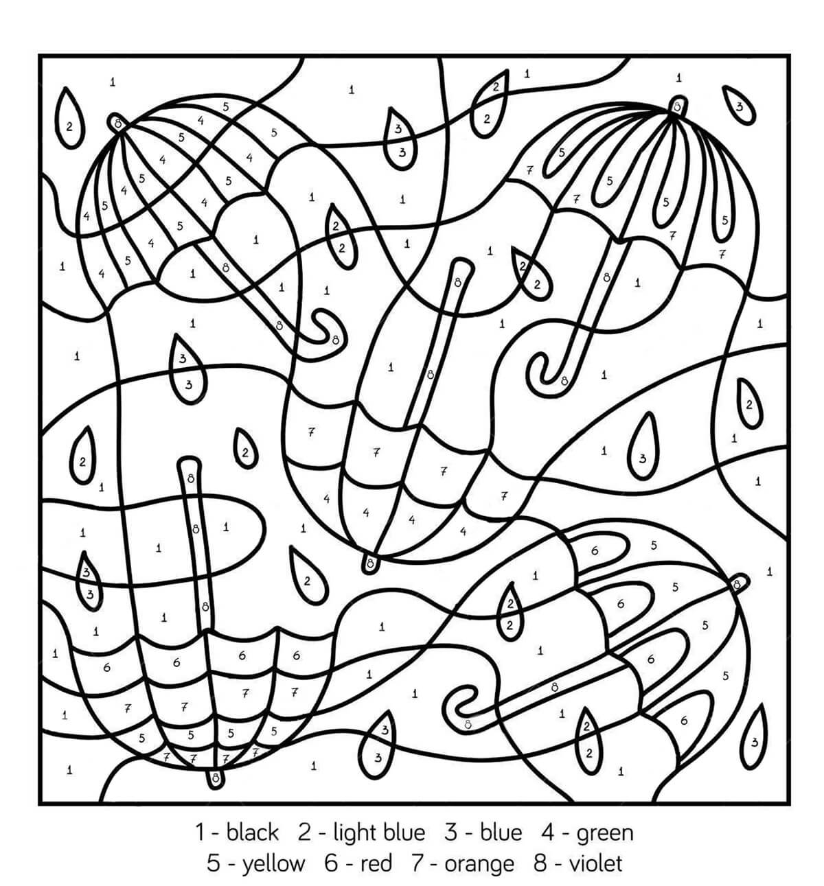 Umbrella Puzzle Color By Number Download Print Now 
