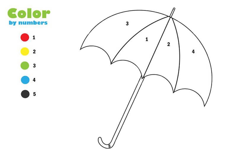 Umbrella Puzzle Color By Number Download Print Now