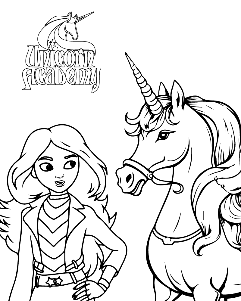 coloring page unicorn academy